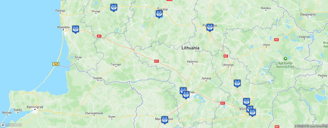 Static Map of A Lyga - Saison 2026