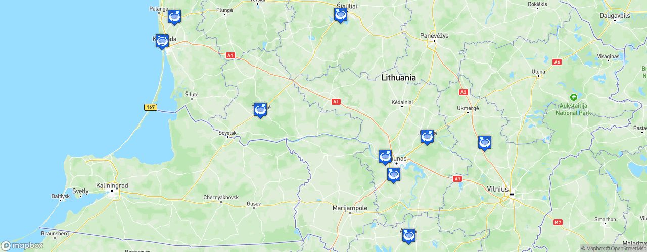 Static Map of I Lyga - Saison 2026