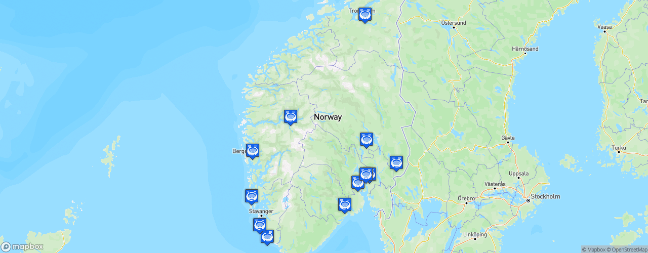 Static Map of Norwegian First Division - Saison 2026 - OBOS Ligaen