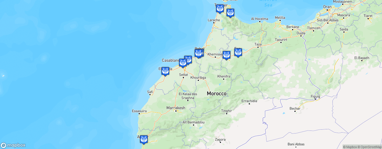 Static Map of Botola Pro 1 - Saison 2026-2027