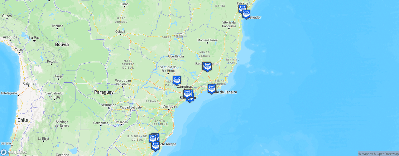 Static Map of Brasileiro Women - Saison 2026