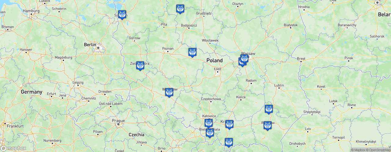Static Map of II liga - Saison 2026-2027