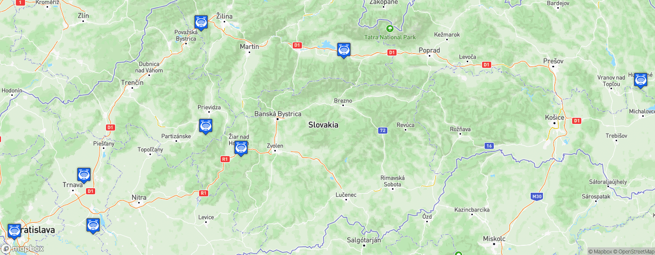 Static Map of Slovakia 2. Liga - Saison 2026-2027