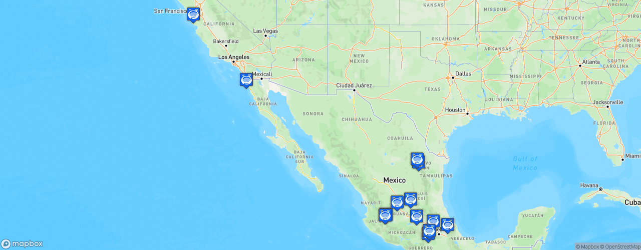 Static Map of Liga MX Femenil - Saison 2026-2027