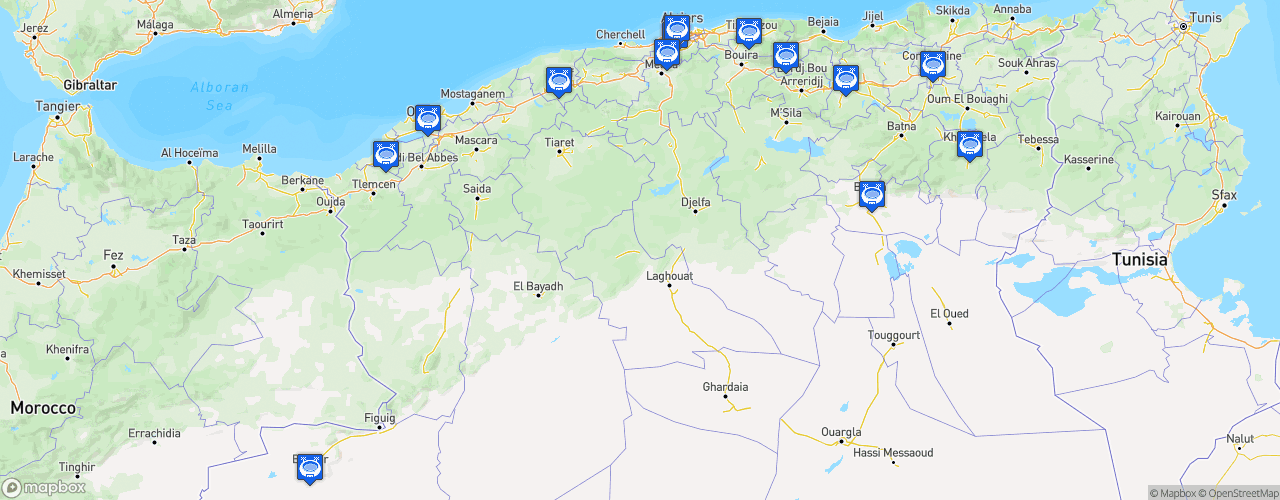 Static Map of Ligue Professionnelle algérienne 1 - Saison 2026-2027