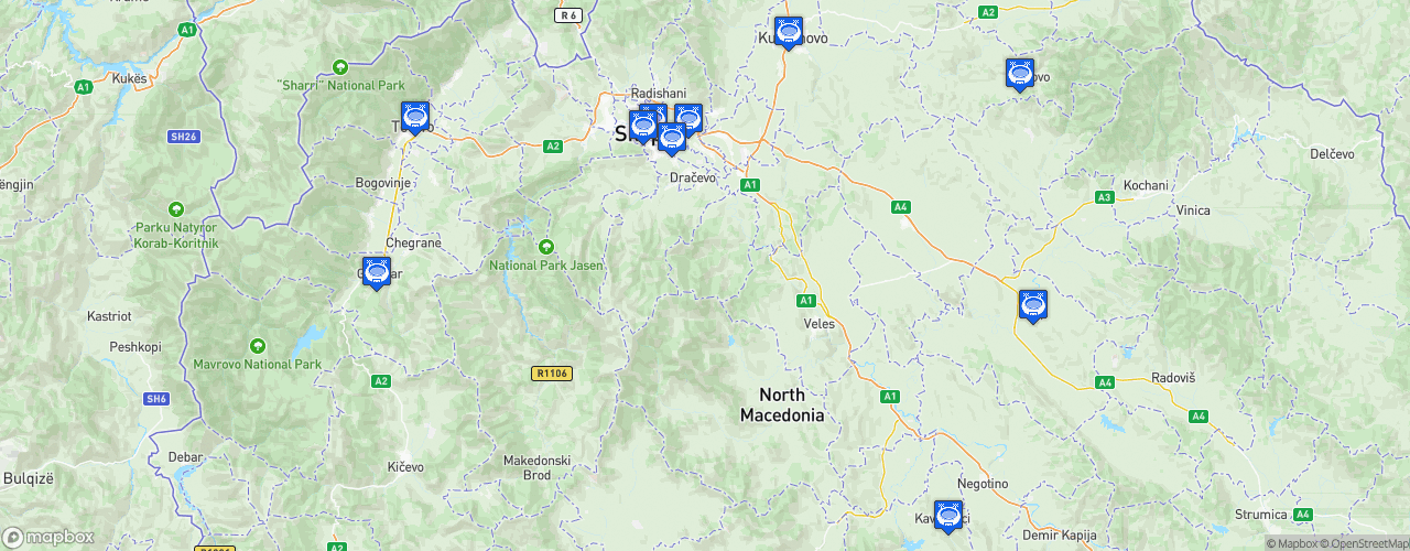 Static Map of Macedonian First Football League - Saison 2026-2027