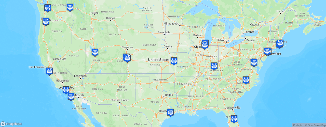 Static Map of National Women's Soccer League - Saison 2026