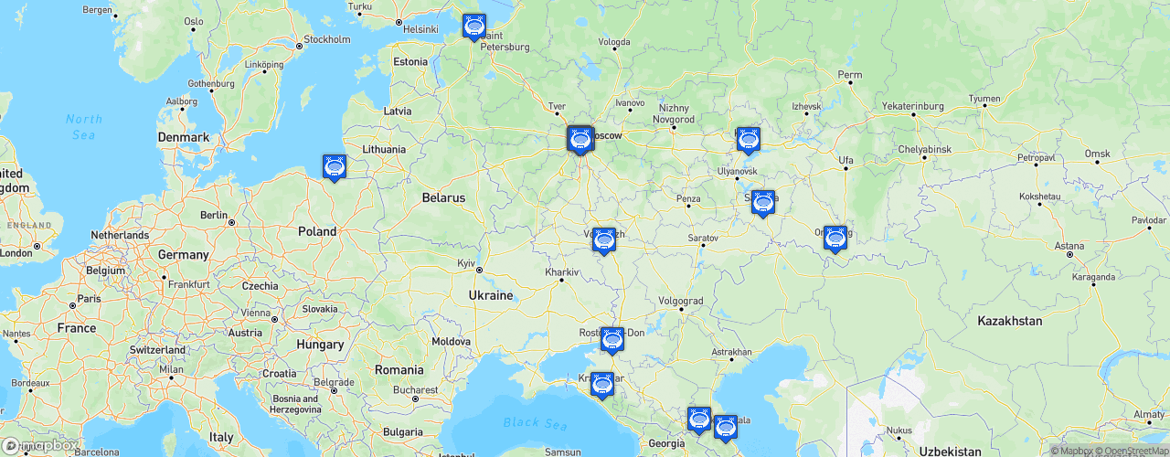 Static Map of Russian Premier Liga - Saison 2026-2027