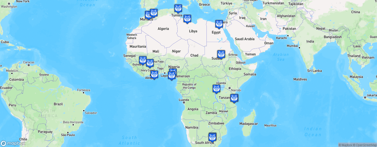 Static Map of Ligue des Champions de la CAF - Saison 2026-2027