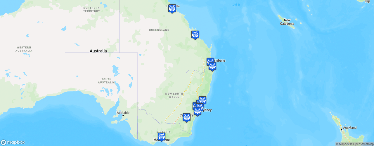 Static Map of Rugby League World Cup Australia 2008