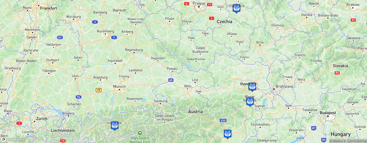 Static Map of EHF Handball Euro Austria 2010