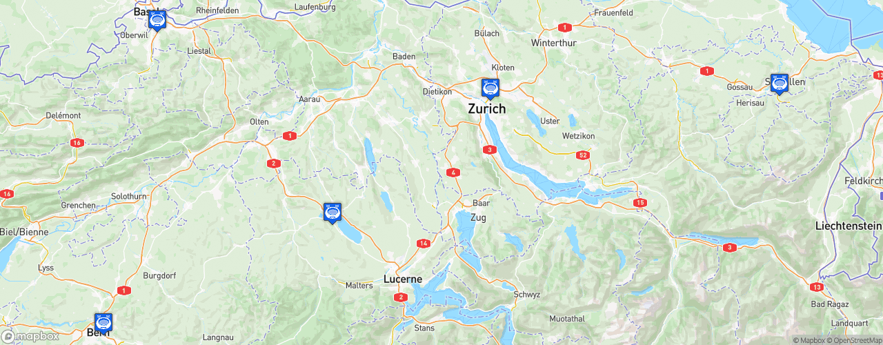 Static Map of EHF Handball Euro Switzerland 2006