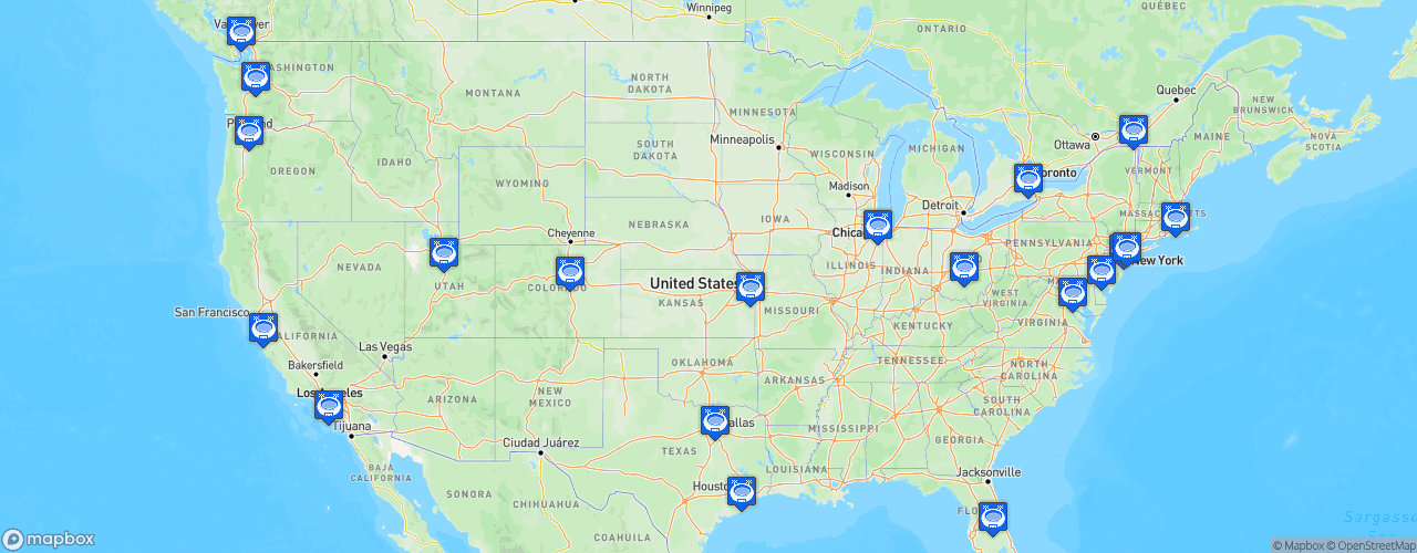 Static Map of Major League Soccer - Saison 2016