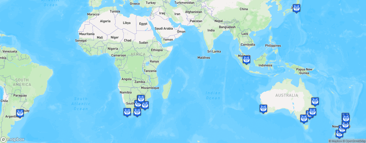 Static Map of Super Rugby - Saison 2016