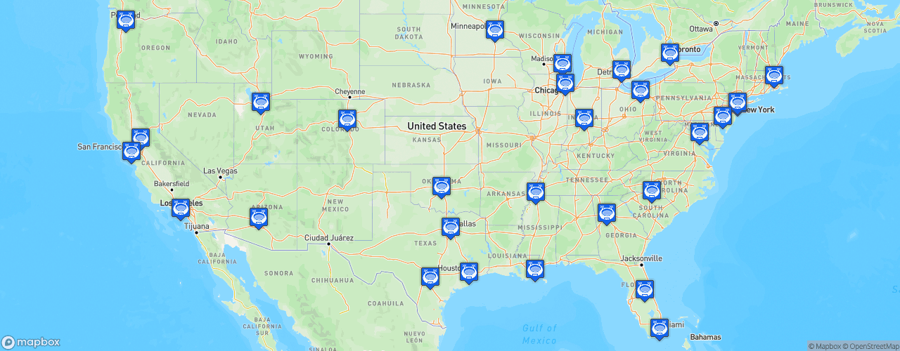 Static Map of National Basketball Association - Saison 2016-2017