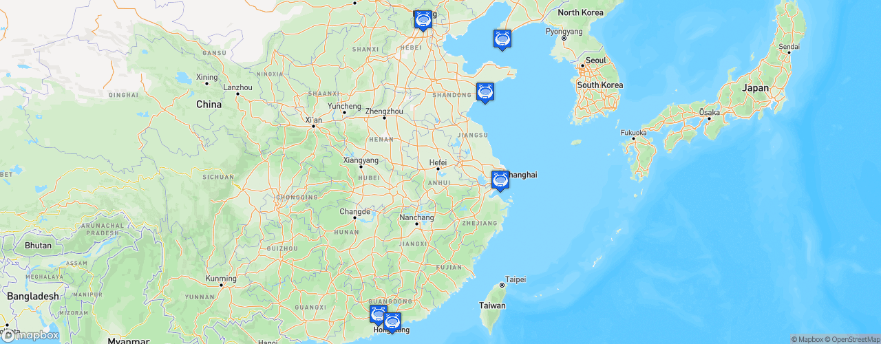 Static Map of China Arena Football League - Saison 2016