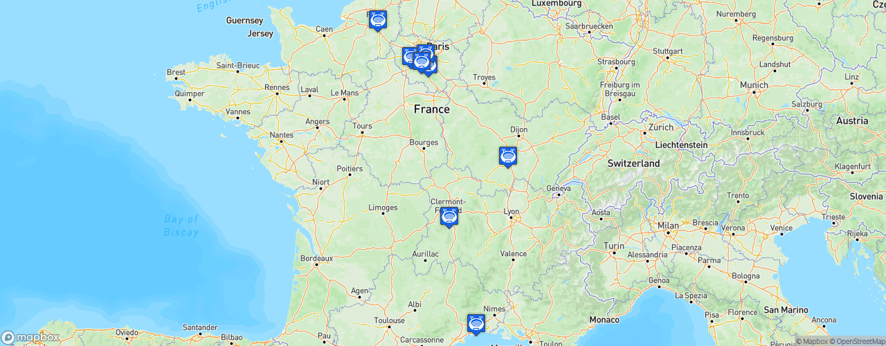Static Map of Division 1 Baseball France - Saison 2017