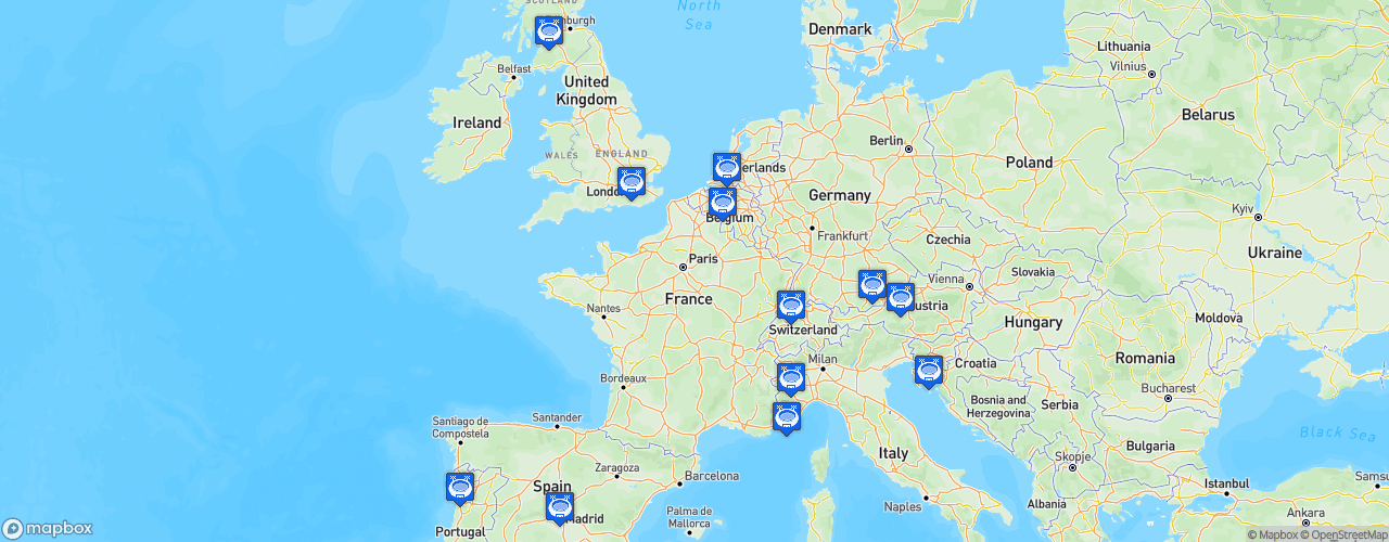 Static Map of Champions des compétitions nationales UEFA - Saison 2016-2017