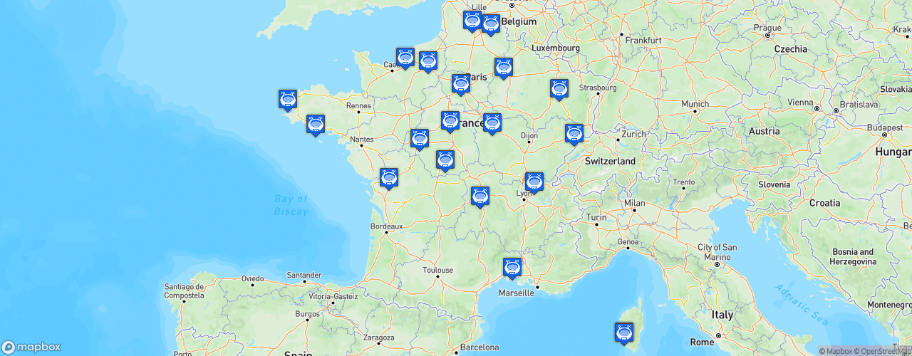 Static Map of Ligue 2 - Saison 2017-2018 - Domino's Pizza