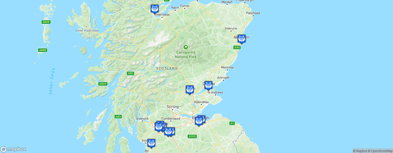 Static Map of Scottish Premiership - Saison 2017-2018 - Ladbrokes Premiership