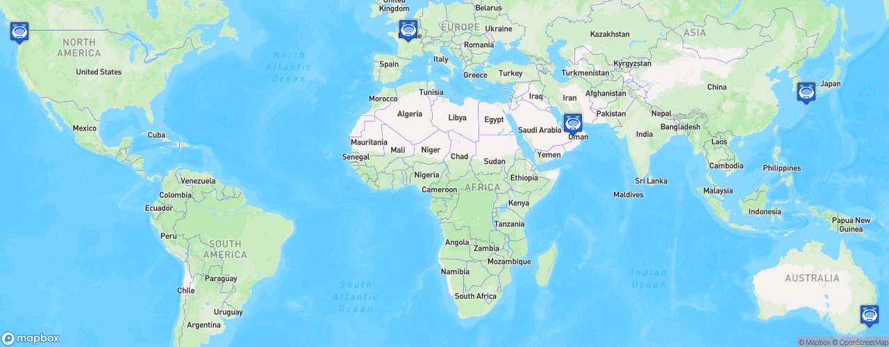 Static Map of World Rugby Women's Sevens Series - Saison 2017-2018