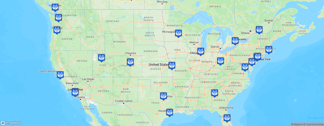 Static Map of Major League Soccer - Saison 2018