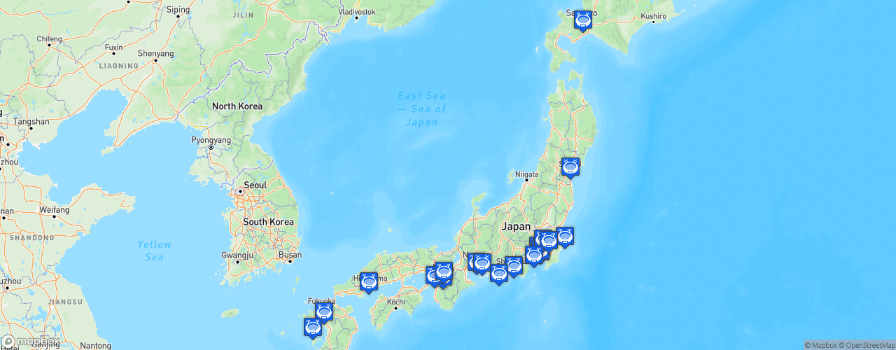 Static Map of J-League - Saison 2018 - Meiji Yasuda J1 League