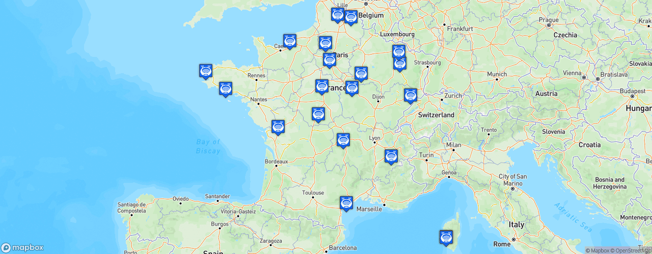 Static Map of Ligue 2 - Saison 2018-2019 - Domino's Pizza