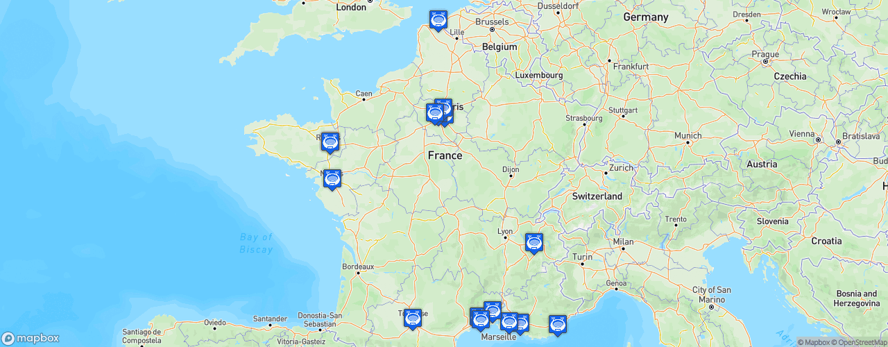Static Map of LNH Starligue - Saison 2018-2019