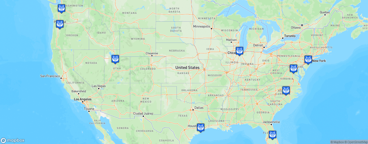 Static Map of National Women's Soccer League - Saison 2018