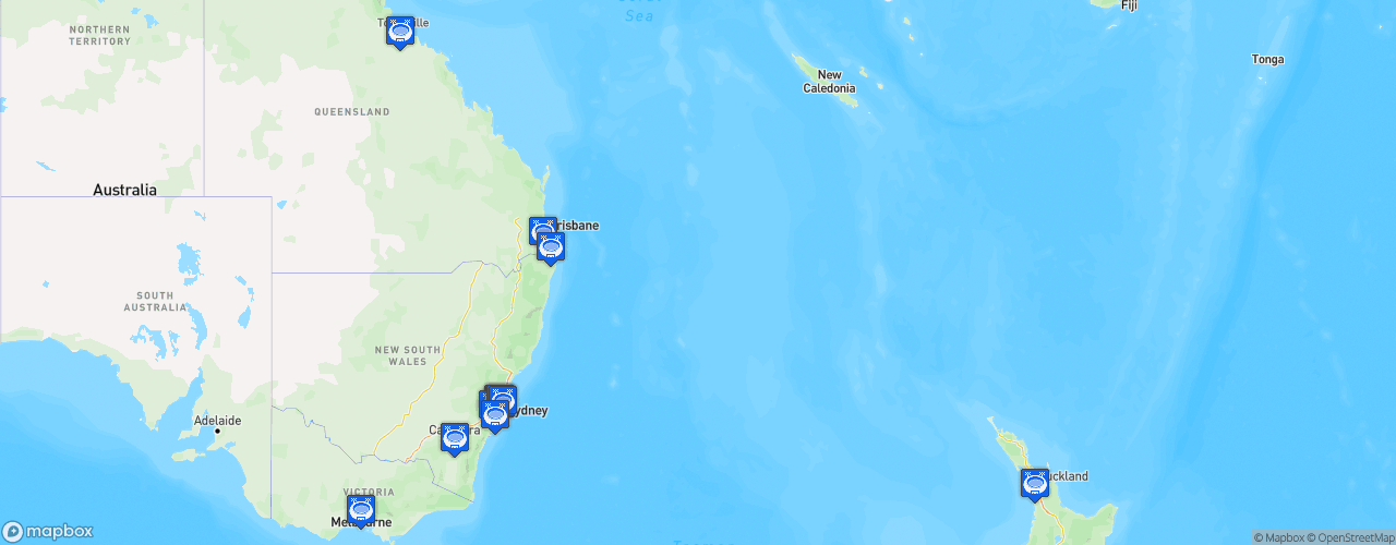 Static Map of National Rugby League - Saison 2018 - Telstra Premiership