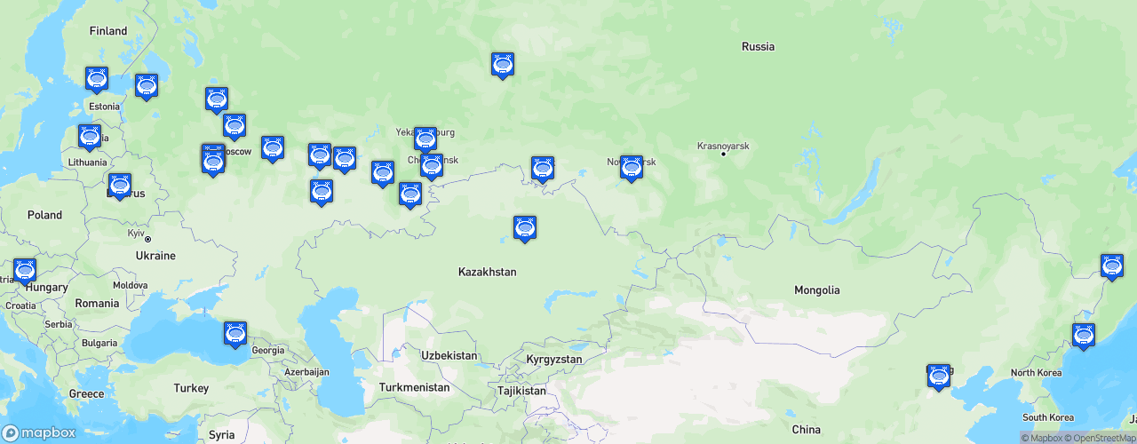 Static Map of Kontinental Hockey League - Saison 2018-2019