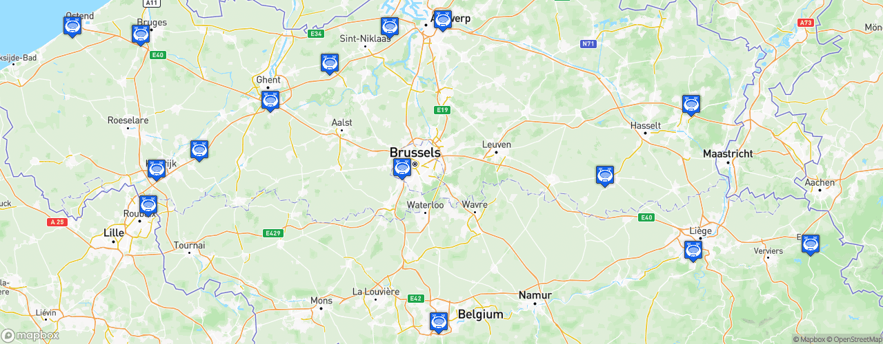 Static Map of Jupiler Pro League - Saison 2018-2019