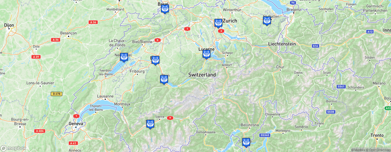 Static Map of Credit Suisse Super League - Saison 2018-2019