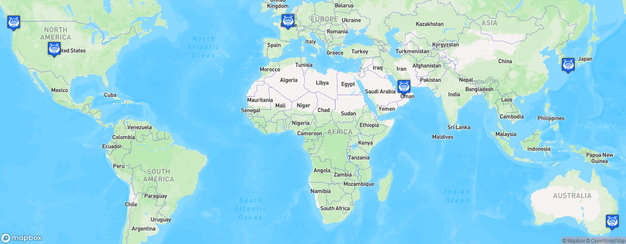 Static Map of World Rugby Women's Sevens Series - Saison 2018-2019