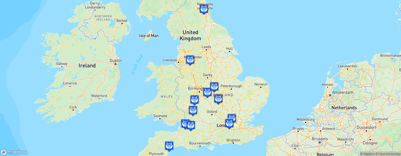 Static Map of Premiership Rugby - Saison 2018-2019 - Gallagher Premiership