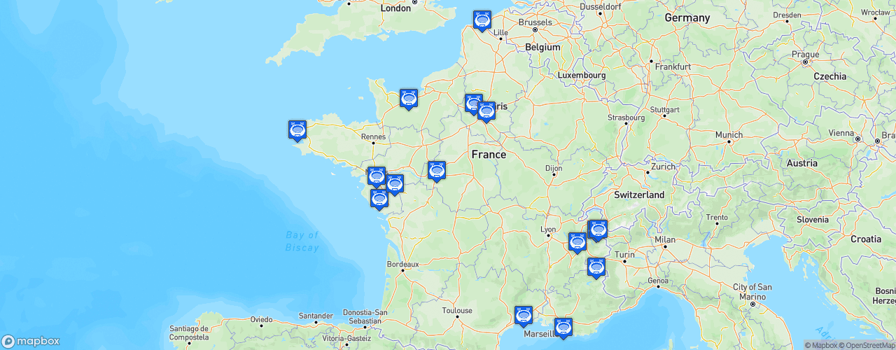 Static Map of Championnat de France de hockey sur glace - Division 1 - Saison 2018-2019
