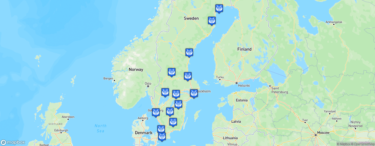 Static Map of Svenska hockeyligan - Saison 2018-2019