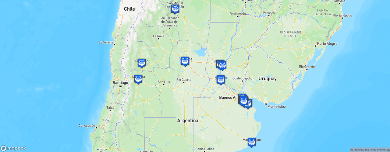 Static Map of Primera División de Argentina - Saison 2018-2019 - Superliga Quilmes Clásica