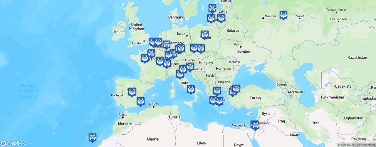 Static Map of Basketball Champions League - Saison 2018-2019