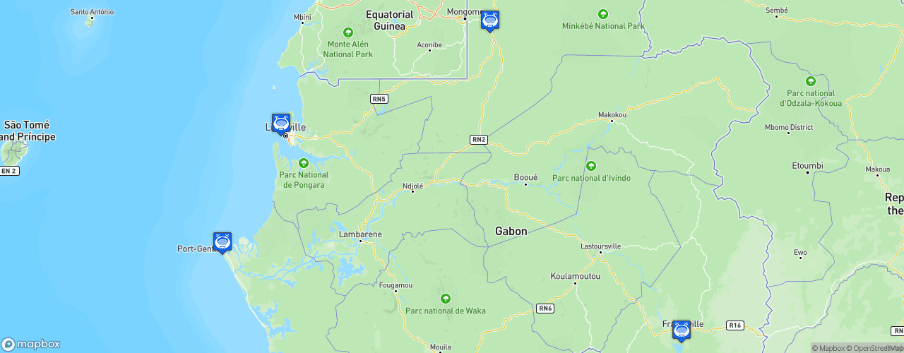 Static Map of CAF Coupe d'Afrique des Nations Total, GABON 2017