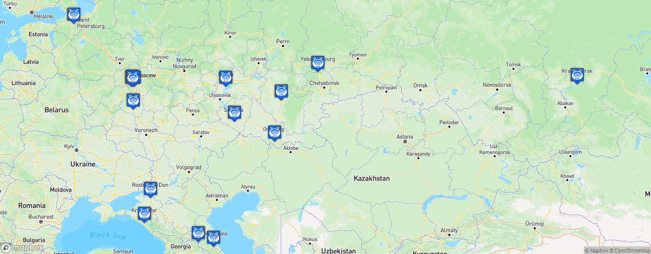 Static Map of Russian Premier Liga - Saison 2018-2019