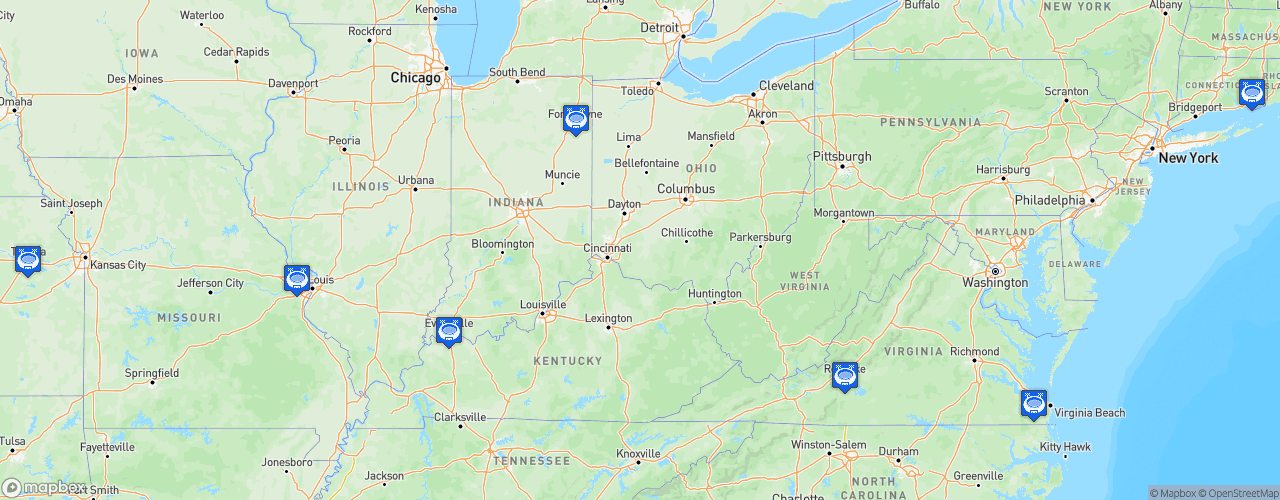 Static Map of National Gridiron League - Saison 2019