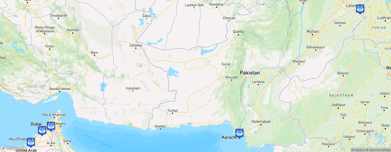 Static Map of Pakistan Super League - Saison 2019
