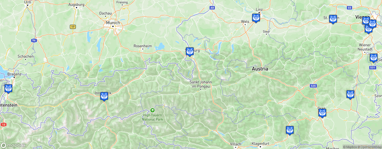 Static Map of Bundesliga.at - Saison 2019-2020 - Tipico Bundesliga