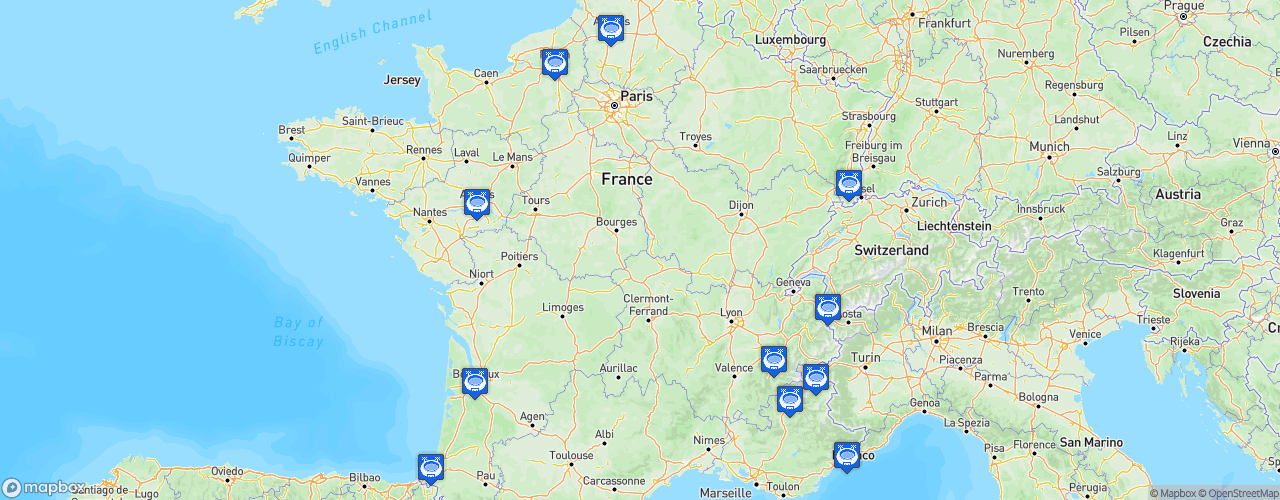 Static Map of Ligue Magnus - Saison 2019-2020 - Synerglace Ligue Magnus