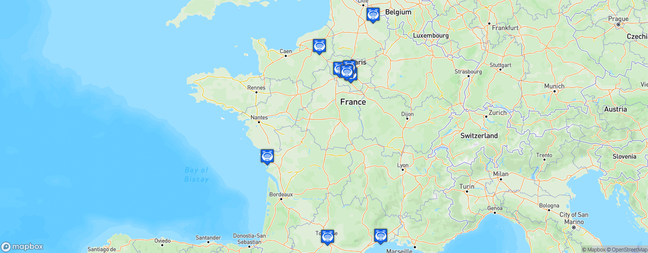 Static Map of Division 1 Baseball France - Saison 2019