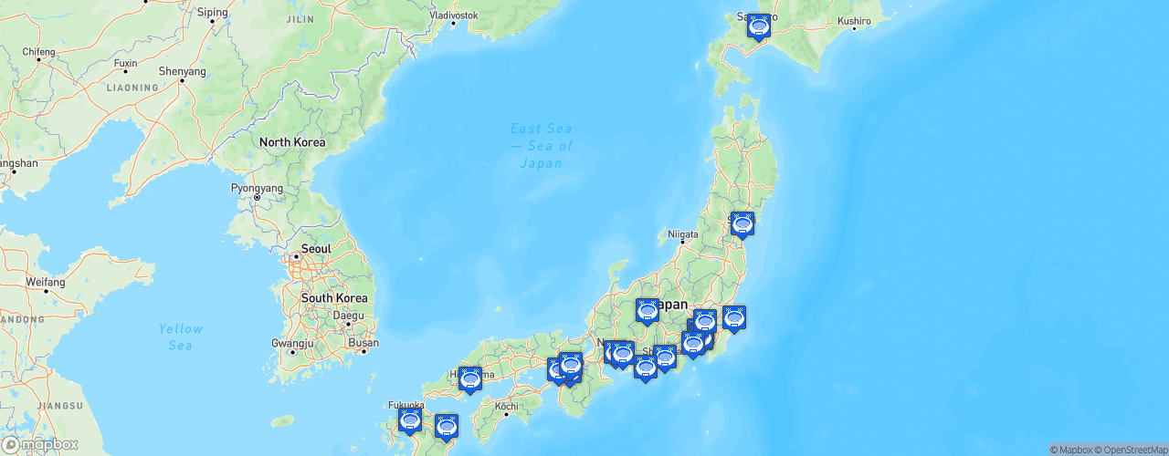 Static Map of J-League - Saison 2019 - Meiji Yasuda J1 League