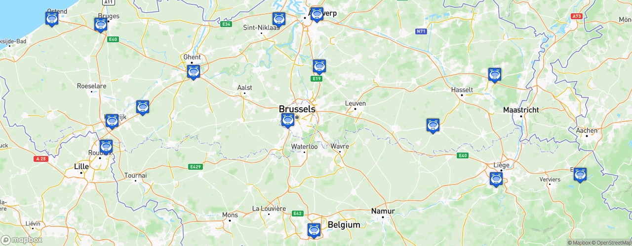 Static Map of Jupiler Pro League - Saison 2019-2020