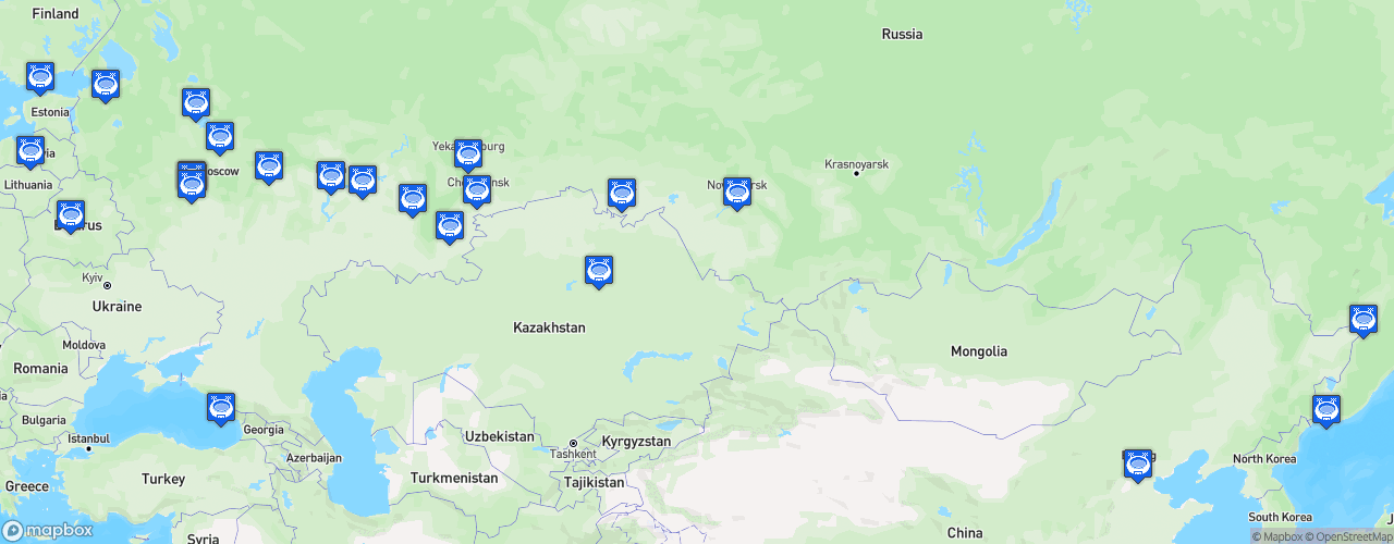 Static Map of Kontinental Hockey League - Saison 2019-2020